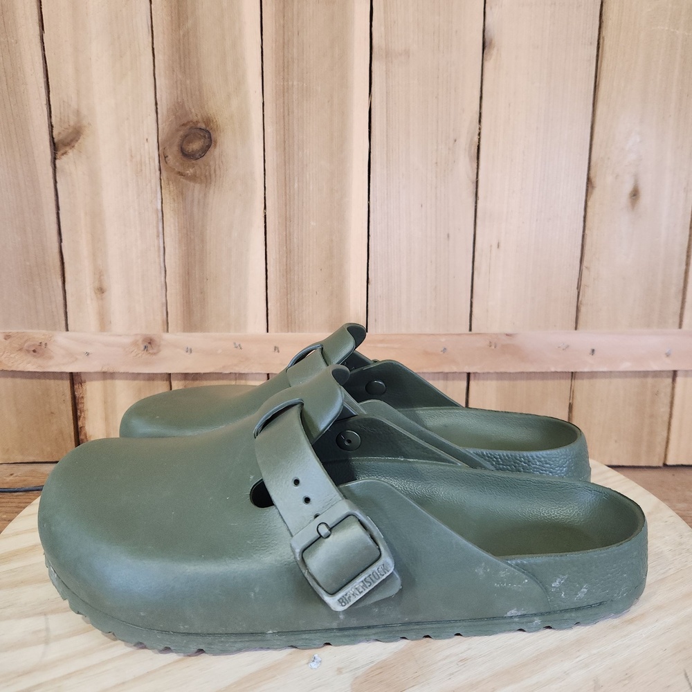 Birkenstock Boston EVA Sandals Mens 9 42 EU Green Slip On Clog Shoes Adjustable